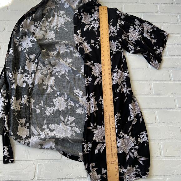 Spiritual Gangster Black Floral Kimono Swim Suit Lightweight Coverup -sz OS - Picture 6 of 6